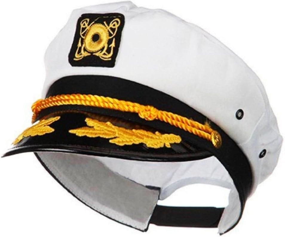 Wall2Wall Captain's Yacht Sailors Hat Snapback Adjustable Sea Cap Navy Costume Accessory (1 Pc)