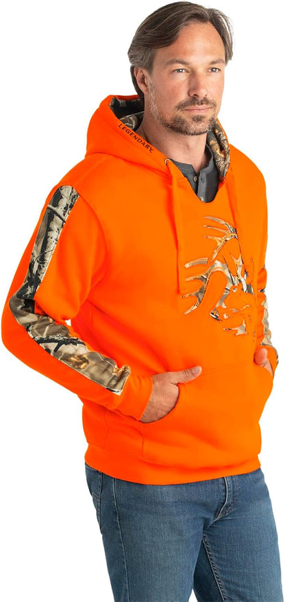 Legendary Whitetails Men’s Camo Hoodie Midweight V-Neck Design Pullover Sweatshirt