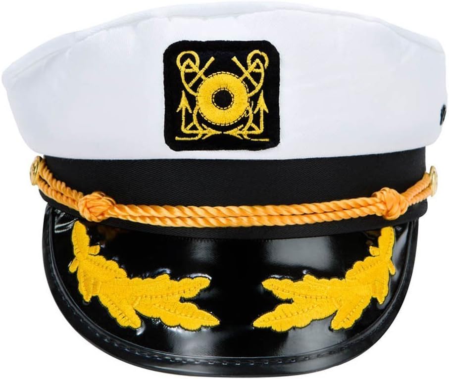 Wall2Wall Captain's Yacht Sailors Hat Snapback Adjustable Sea Cap Navy Costume Accessory (1 Pc)