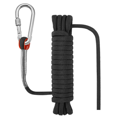 5/16 in x 15 FT Outdoor Rope for Marine, Hunting, Boating, Fishing, Rafting, Camping, Hiking, Anchor, Mooring, Floating, Dock Lines, Kayak, Canoe, Rescuing, Knotting Practice Black with Hook