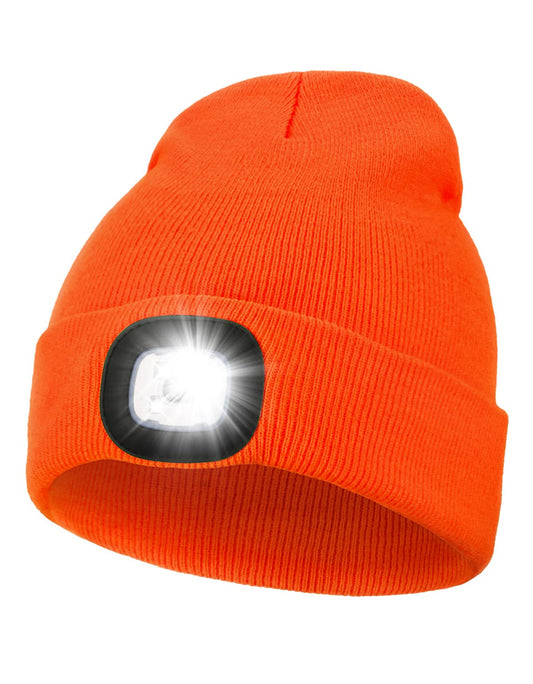 MELASA Unisex Hat with Light, USB Rechargeable Hands Free Headlamp LED Beanie, Winter Gifts for Men Dad Father Husband Him