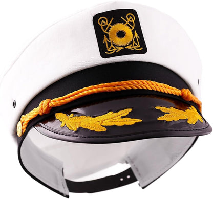 Wall2Wall Captain's Yacht Sailors Hat Snapback Adjustable Sea Cap Navy Costume Accessory (1 Pc)