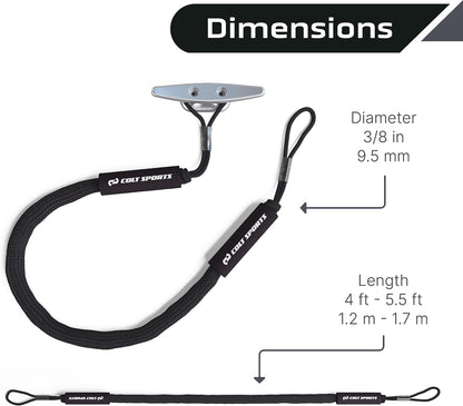 Bungee Dock Lines for Boats, Strong Jet Ski Dock Line, Boat Bungee Dock Lines, Boat Tie Downs for Dock, Boat Tie Off Rope, Mooring Lines for Boats - Boat Accessories (Black, 5FT (2-Pack))