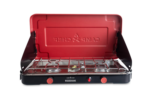 Camp Chef Mountain Series Kodiak - High Outpt Two-Burner Camp Stove - Lid Doubles as Windscreen - Portable Cooking Stove - For Outdoor Cooking - 20,000 BTU’s