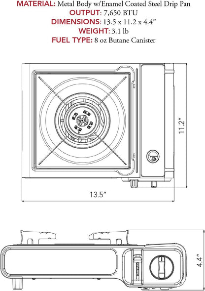 Gas One Portable Butane Camping Stove with Case: Automatic Ignition, Precise Heat Control - Camping & Tailgating and Outdoor Cooking