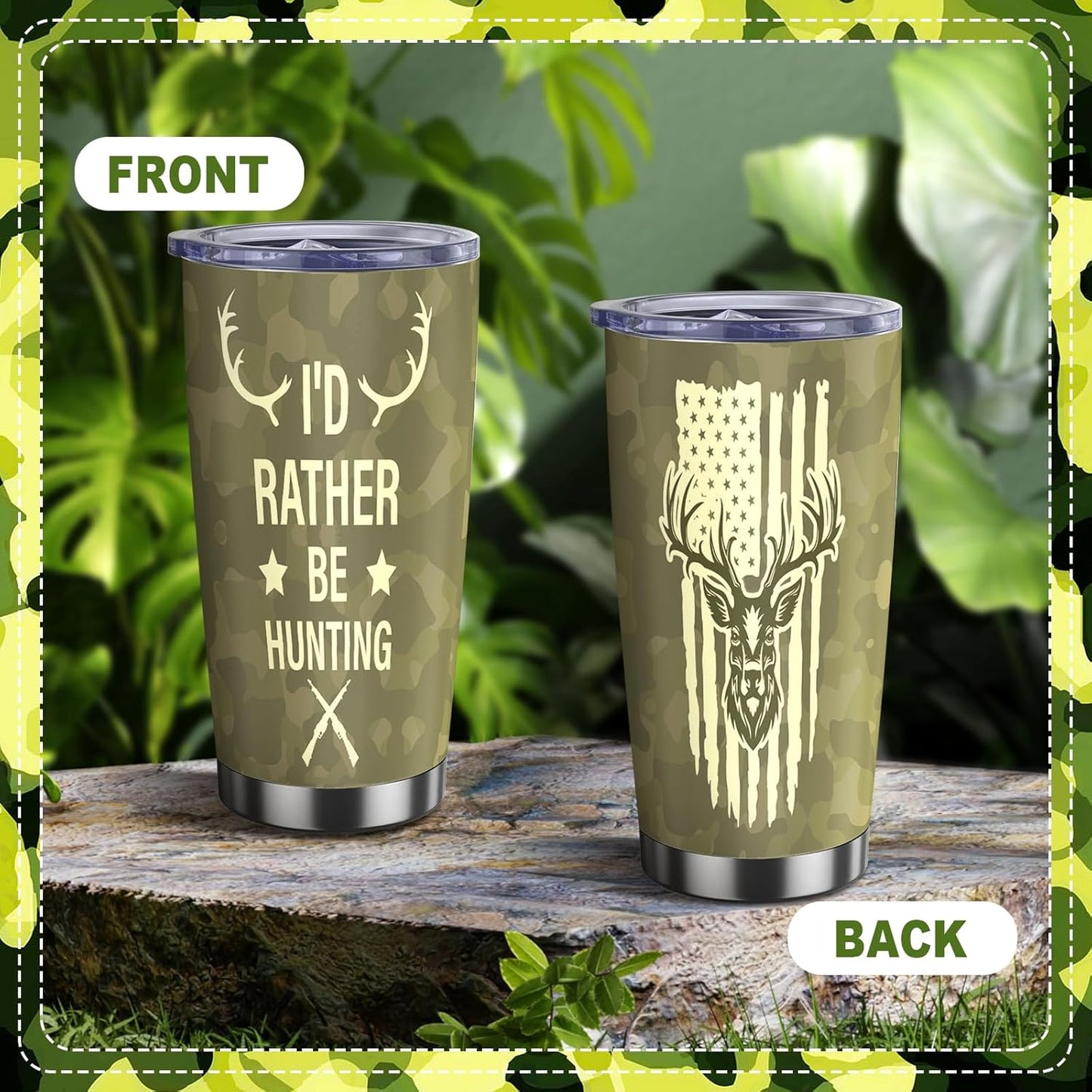 5 Pcs Hunter's Gifts Hunting Essentials Include Balaclava Face Mask Hunting Socks Gloves Tumbler Deer Drag Rope with Harness for Dad Husband Men's Hunting Accessories Fathers Day Birthday Gift