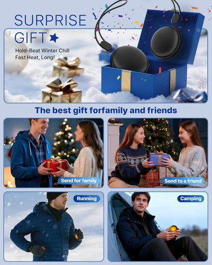 Pocket Size Hand Warmers Rechargeable 2 Pack,20Hrs Long Safe Heat,0.5S Instant Heating,Ultra Thin Electric Hand Warmers,5 Levels Heating Fits in Gloves, Hunting Camping Hiking Essentials