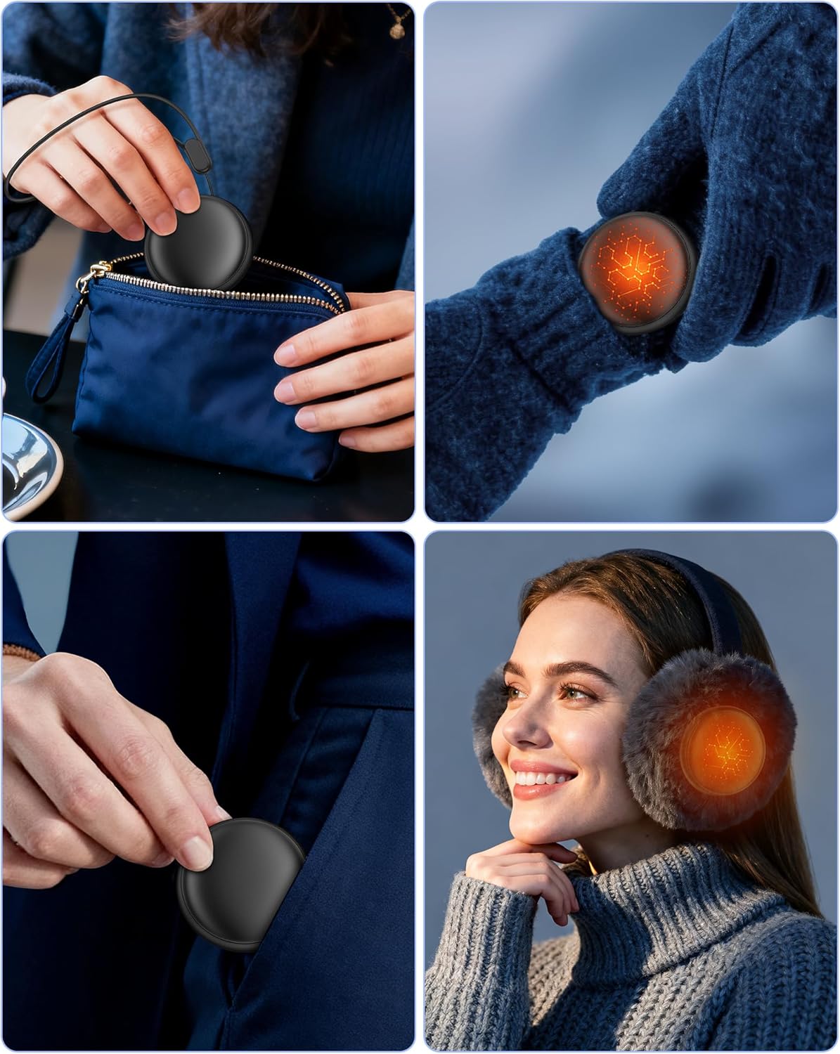 Pocket Size Hand Warmers Rechargeable 2 Pack,20Hrs Long Safe Heat,0.5S Instant Heating,Ultra Thin Electric Hand Warmers,5 Levels Heating Fits in Gloves, Hunting Camping Hiking Essentials