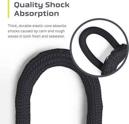 Bungee Dock Lines for Boats, Strong Jet Ski Dock Line, Boat Bungee Dock Lines, Boat Tie Downs for Dock, Boat Tie Off Rope, Mooring Lines for Boats - Boat Accessories (Black, 5FT (2-Pack))