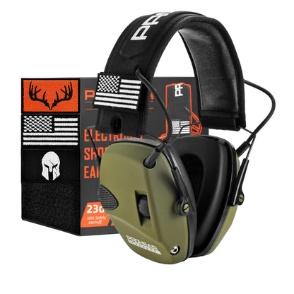 PROHEAR Electronic Ear Protection for Shooting with 4X Sound Amplification, Gun Range Hearing Protection Muffs, NRR 23dB Noise Reduction Headphones for Hunting, Green