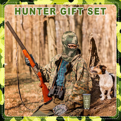 5 Pcs Hunter's Gifts Hunting Essentials Include Balaclava Face Mask Hunting Socks Gloves Tumbler Deer Drag Rope with Harness for Dad Husband Men's Hunting Accessories Fathers Day Birthday Gift