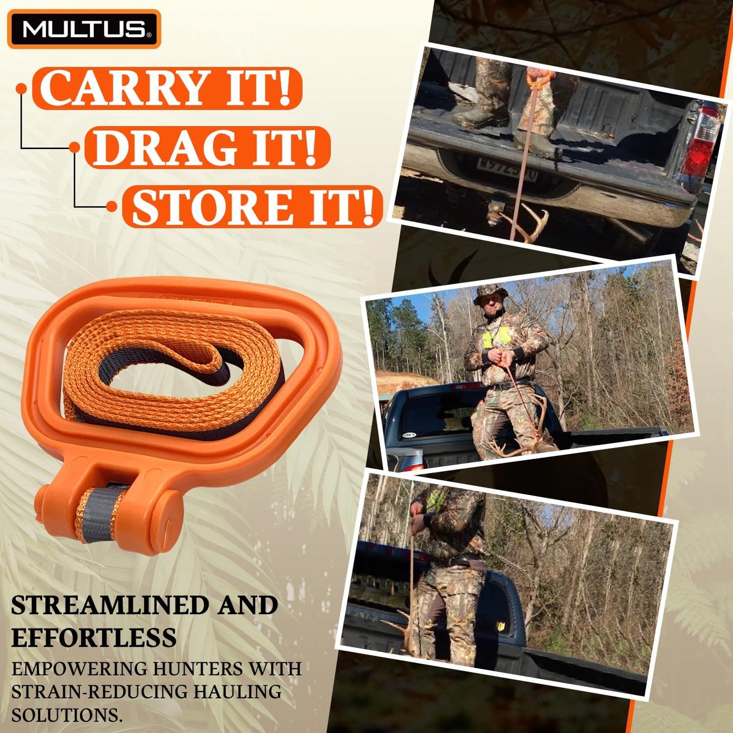 MULTUS Perfect Deer Drag Rope - Unique Hunting Gifts for Men - Essential Hunting Gear and Accessories - Deer Pull Strap