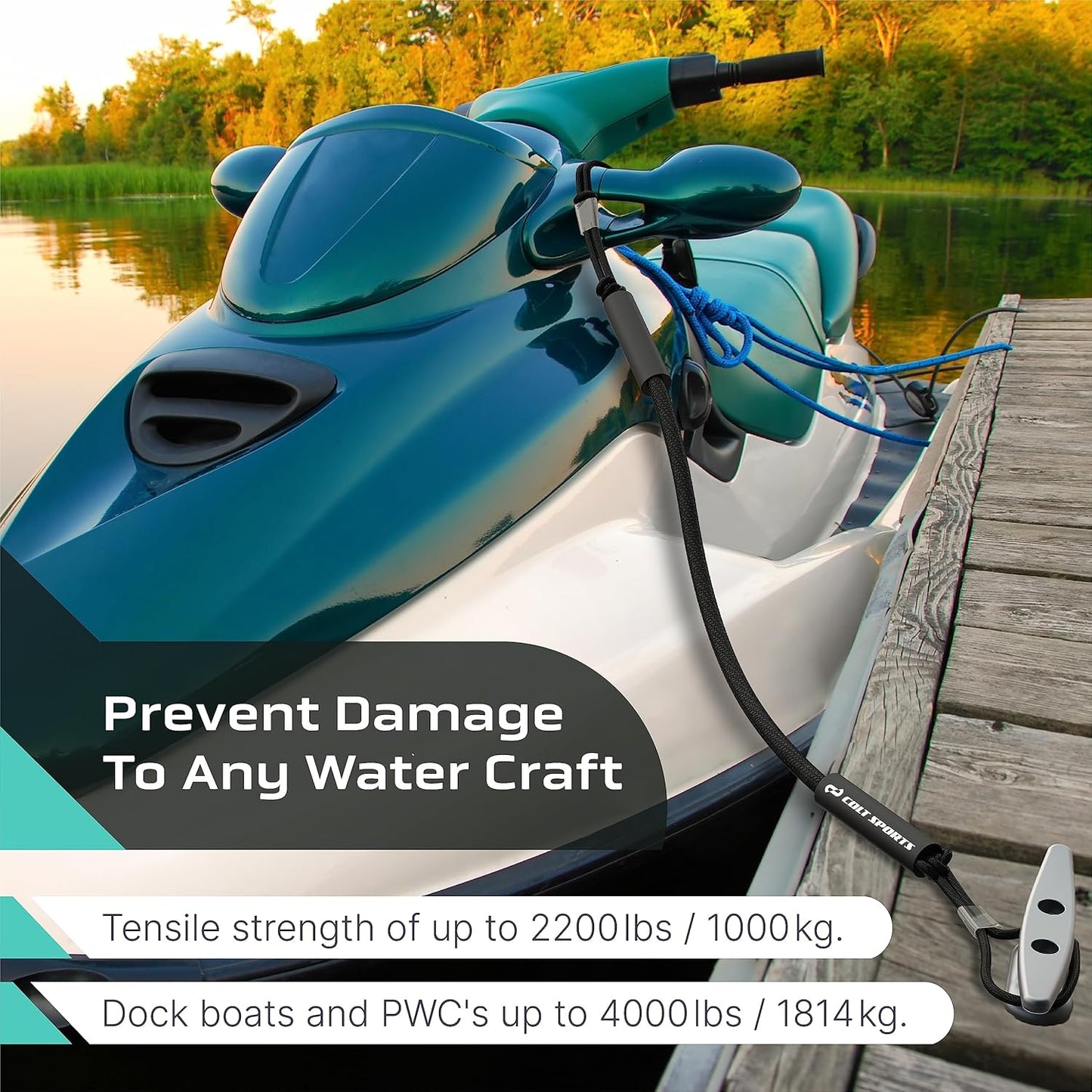 Bungee Dock Lines for Boats, Strong Jet Ski Dock Line, Boat Bungee Dock Lines, Boat Tie Downs for Dock, Boat Tie Off Rope, Mooring Lines for Boats - Boat Accessories (Black, 5FT (2-Pack))