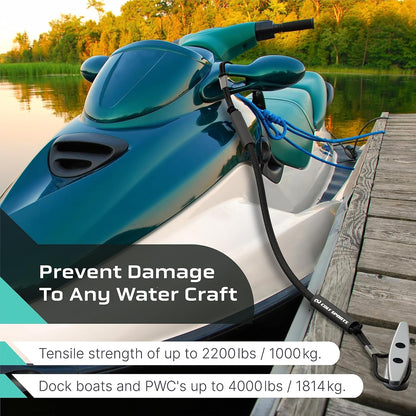 Bungee Dock Lines for Boats, Strong Jet Ski Dock Line, Boat Bungee Dock Lines, Boat Tie Downs for Dock, Boat Tie Off Rope, Mooring Lines for Boats - Boat Accessories (Black, 5FT (2-Pack))